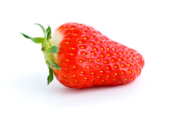 Single ripe red strawberry