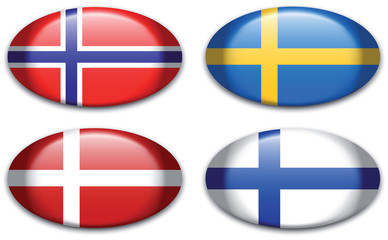 Button Skandinavien Fahnen oval