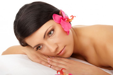 Portrait of Beautiful Woman Relaxing Spa