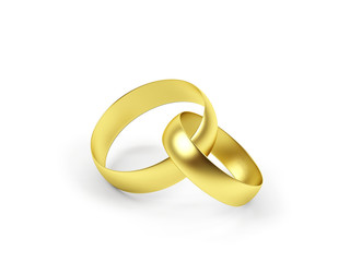 Two wedding ring on a white background.