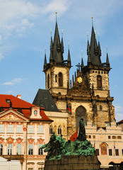 Fototapeta premium Old famous cathedral in Prague(Staromestka nameste)