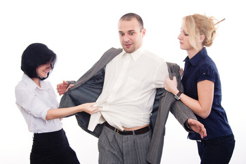 Angry business women fighting with a colleague
