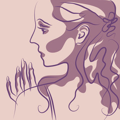 beautiful girl profile, vector illustration