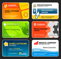 Set of colorful business cards. Editable vector