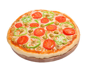 tomato pizza with pepper. close up.isolated