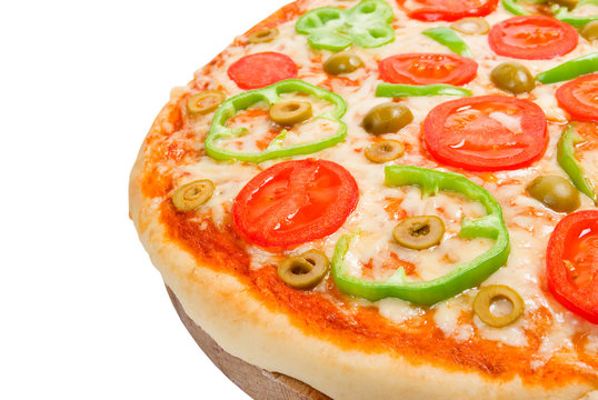 tomato pizza with pepper. close up