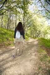 path with hiking woman