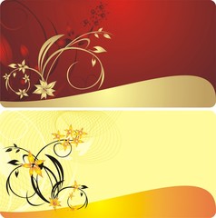 Bouquets of flowers. Decorative background for two cards. Vector