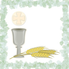 Simboli della Prima Comunione con cornice