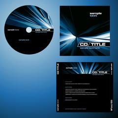 CD cover design with copy space, vector. Blue color.