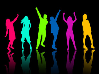 silhouette people party dance