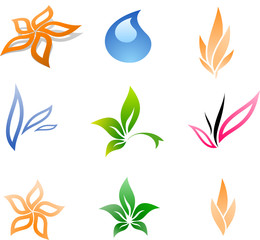 Colorful Floral signs. Vector set 1