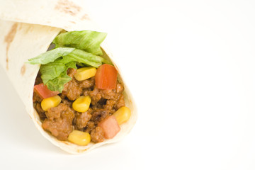 delicious fajitas beef lettuce tomato pepper corn