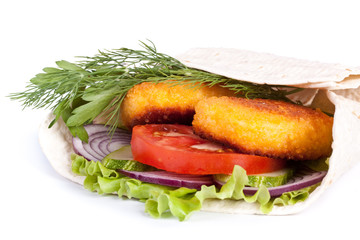 Sandwich with chicken nuggets
