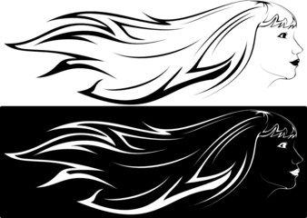 Vector. A series of images of young and beautiful girls.