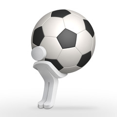 3d character man carrying soccer ball