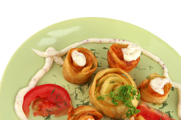 fried potatos close up