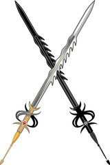 Two long sword. Black and colour