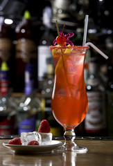 Cocktail raspberry ice on a dish