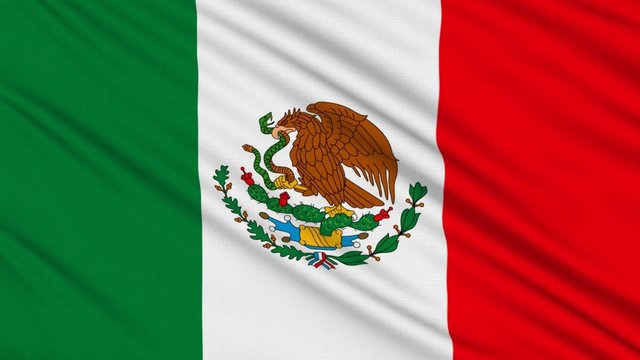 Mexican flag, with real structure of a fabric