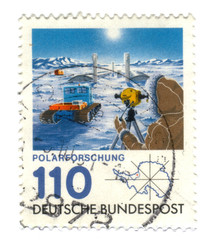 Old canceled german stamp with Polar Exploration