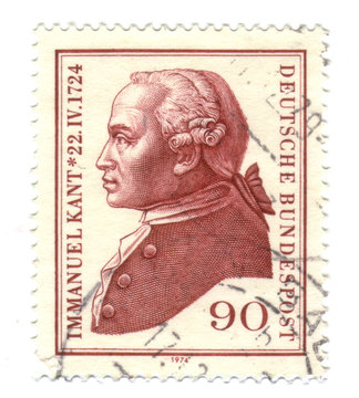 Old canceled german stamp with Kant