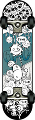 Strange graffiti image on skateboard