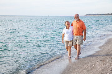 Seniors Walking on the Beach