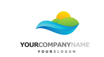 ocean near green hills logo