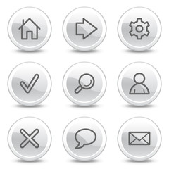 Basic web icons, white glossy circle buttons series