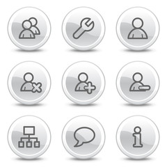 Users web icons, white glossy circle buttons series