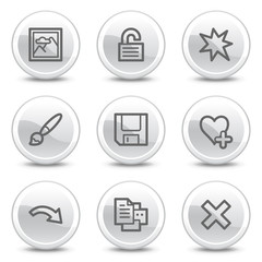 Image viewer web icons set 2, white  buttons series
