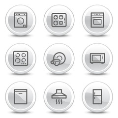 Home appliances web icons, white circle buttons series