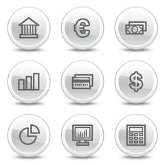 Finance web icons, white glossy circle buttons series