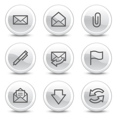 E-mail web icons, white glossy circle buttons series