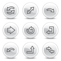 Arrows web icons, white glossy circle buttons series