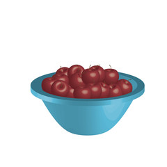 Blue bowl of cherries