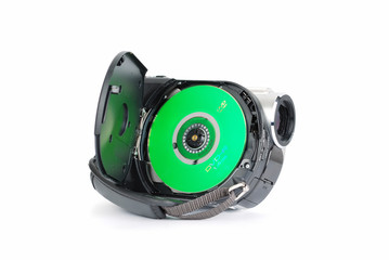 Video camera and green DVD disc