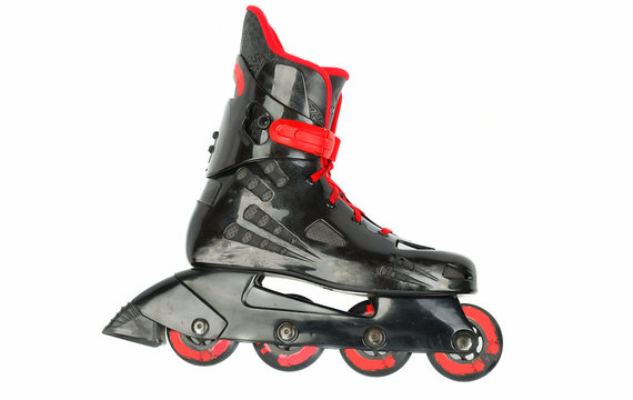 Black with red rollerskates isolated.
