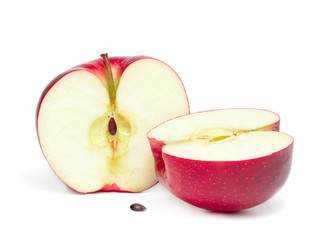 Two half of red apple.