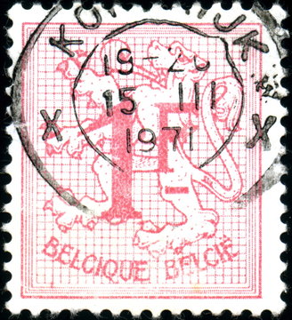Belgique. Belgie. Lion des flandres. 1F. Timbre postal. 1971