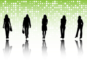 Fashion girls in front of auditorium