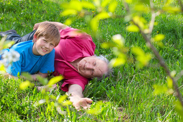 old men with boy outdoor