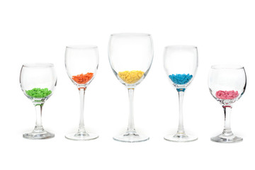 Glasses with colour sweetmeat
