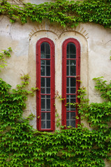 Fototapeta na wymiar A old window on a historical building.