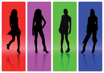 Obraz premium Bunte Frauen Silhouetten