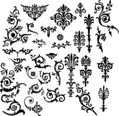 large set of curled elements