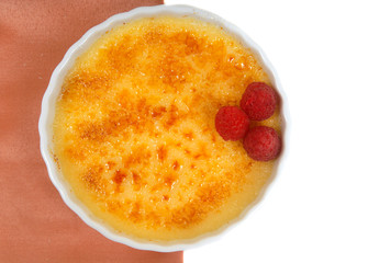 Creme Brulee with raspberries