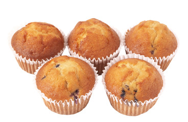 Blueberry muffins on white