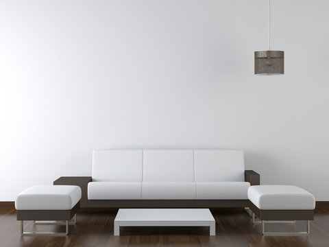 interior design modern white furniture on white wall
